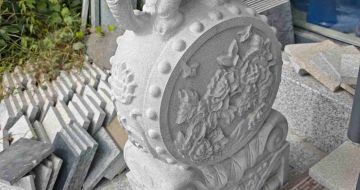 玉林芝麻白抱鼓石 庭院抱鼓石