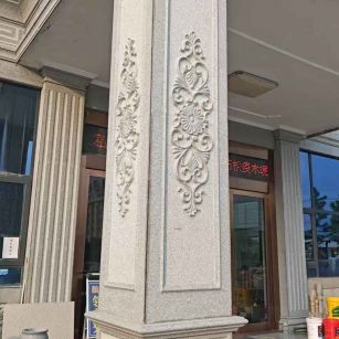 玉林芝麻白别墅雕刻柱子  黄金麻